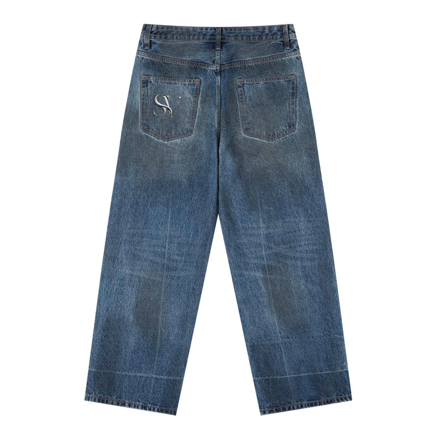 Saint Vital Men Vintage Wash Baggy Denim Jeans