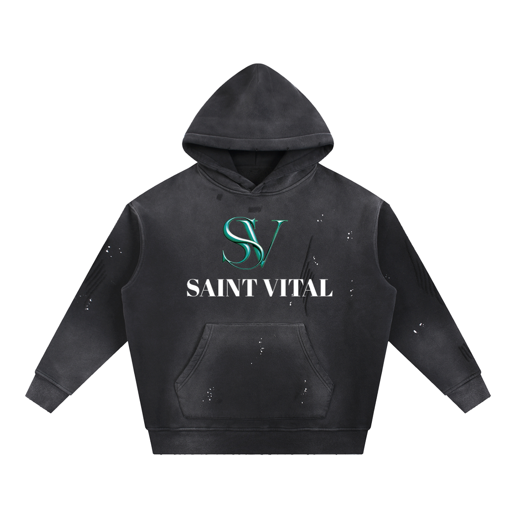 Saint Vital Vintage Washed Frayed Fleece Hoodie