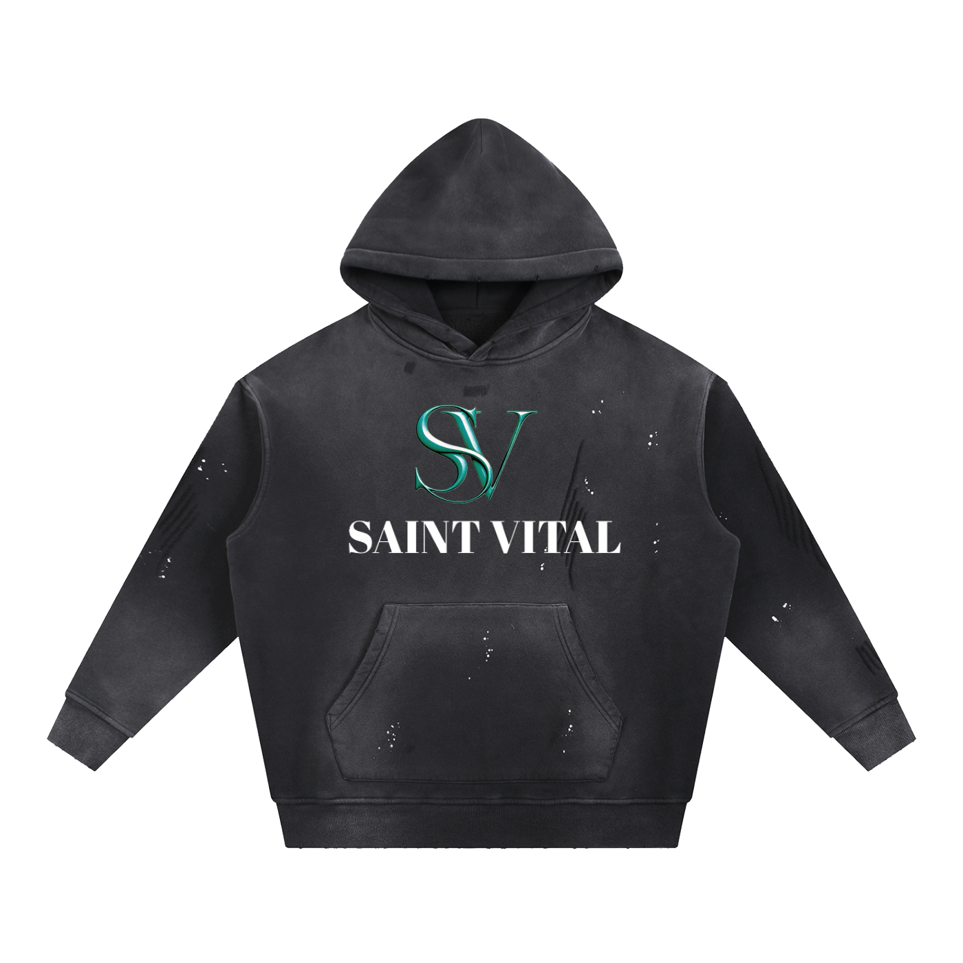 Saint Vital Vintage Washed Frayed Fleece Hoodie
