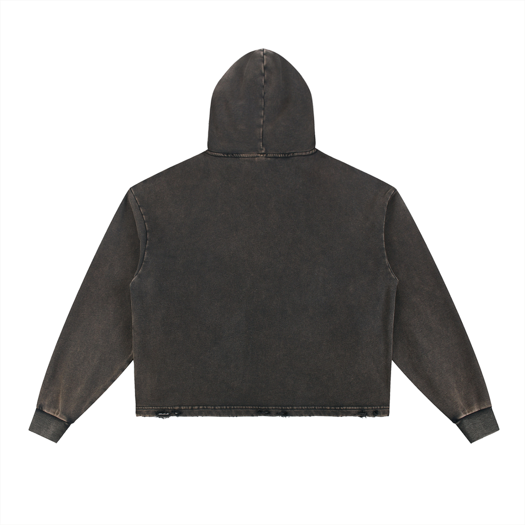 Saint Vital Vintage Washed Frayed-Hem Hoodie