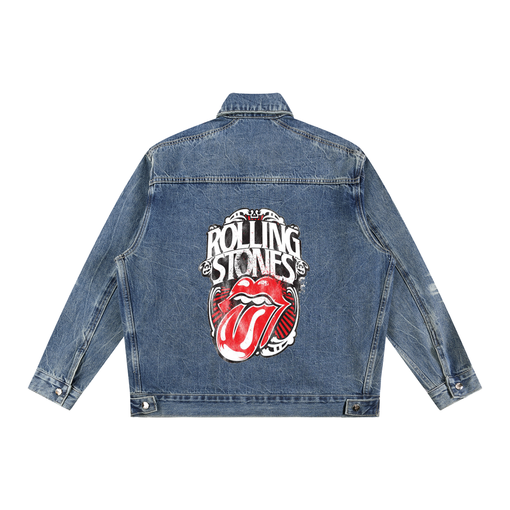 SV X Rolling Stones Vintage Wash Zip Up Denim Jacket