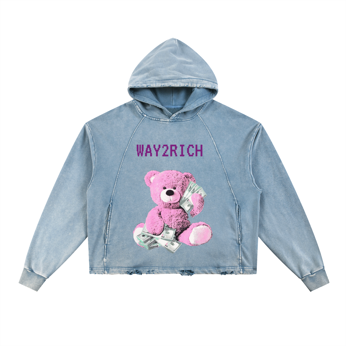 SV x Way2Rich Vintage Washed Frayed-Hem Hoodie