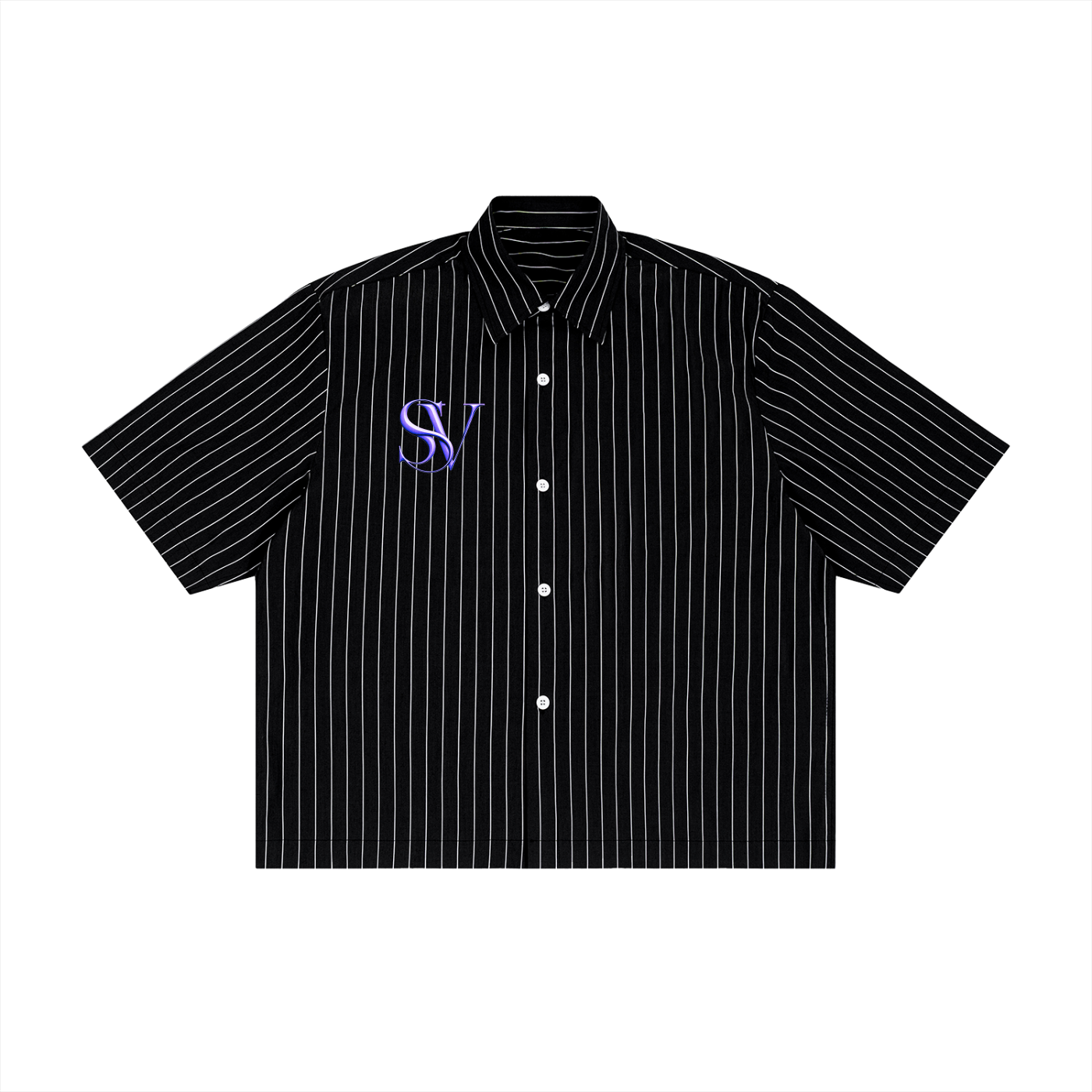 Saint Vital Unisex Striped Boxy Button-Up Shirt