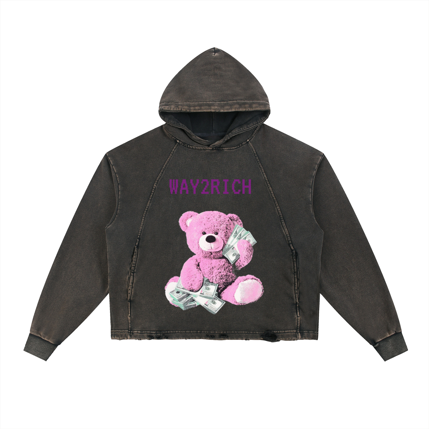 SV x Way2Rich Vintage Washed Frayed-Hem Hoodie