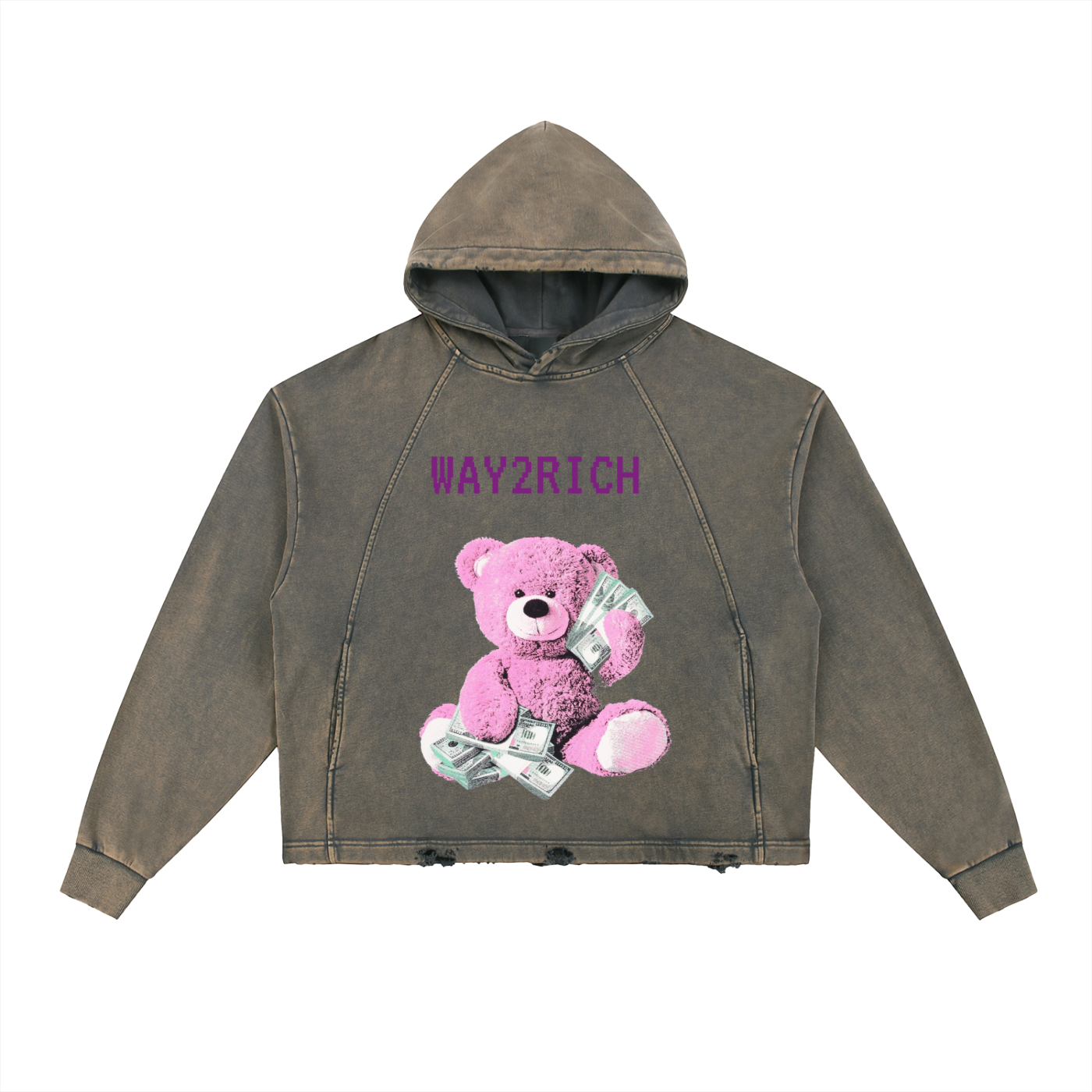 SV x Way2Rich Vintage Washed Frayed-Hem Hoodie